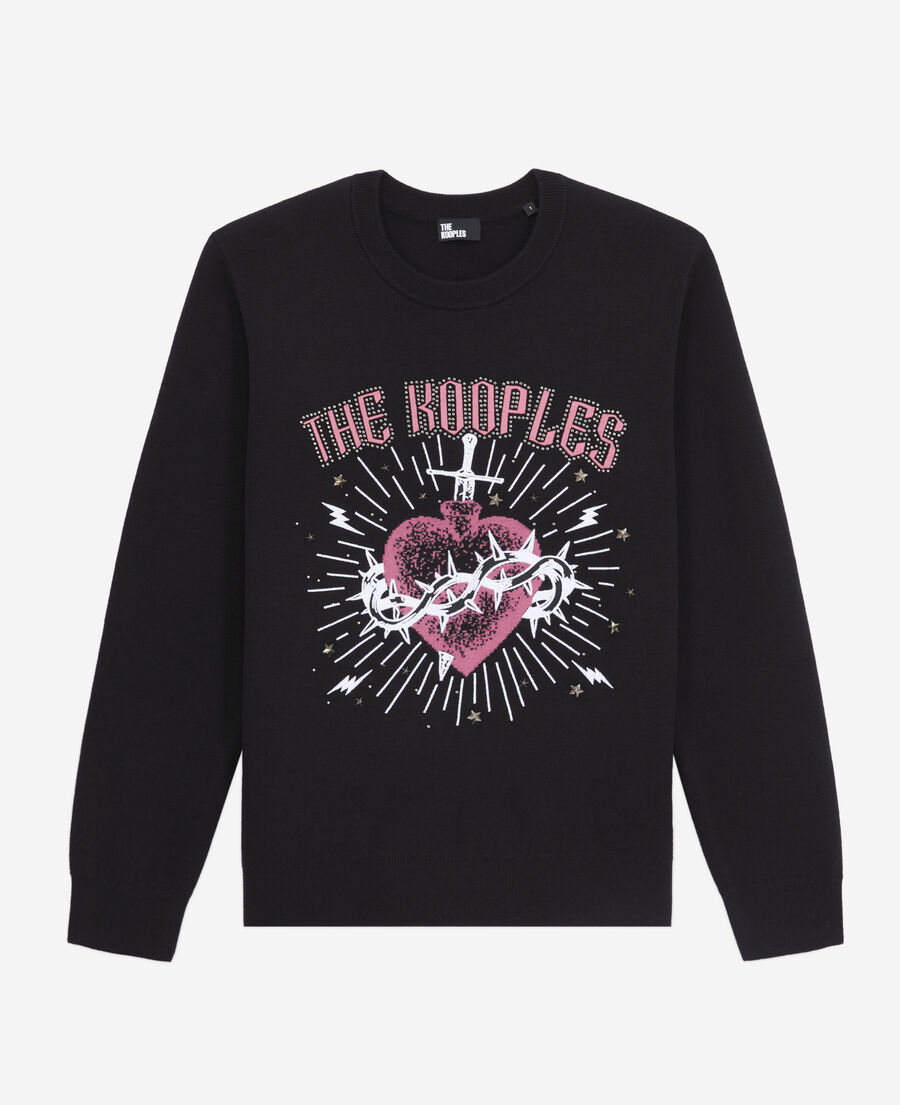 dagger through heart black jumper with stars