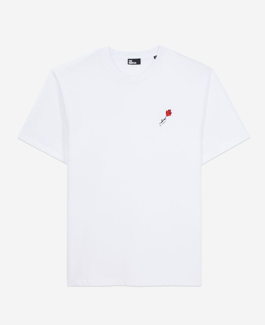 t-shirt homme blanc avec broderie fleur