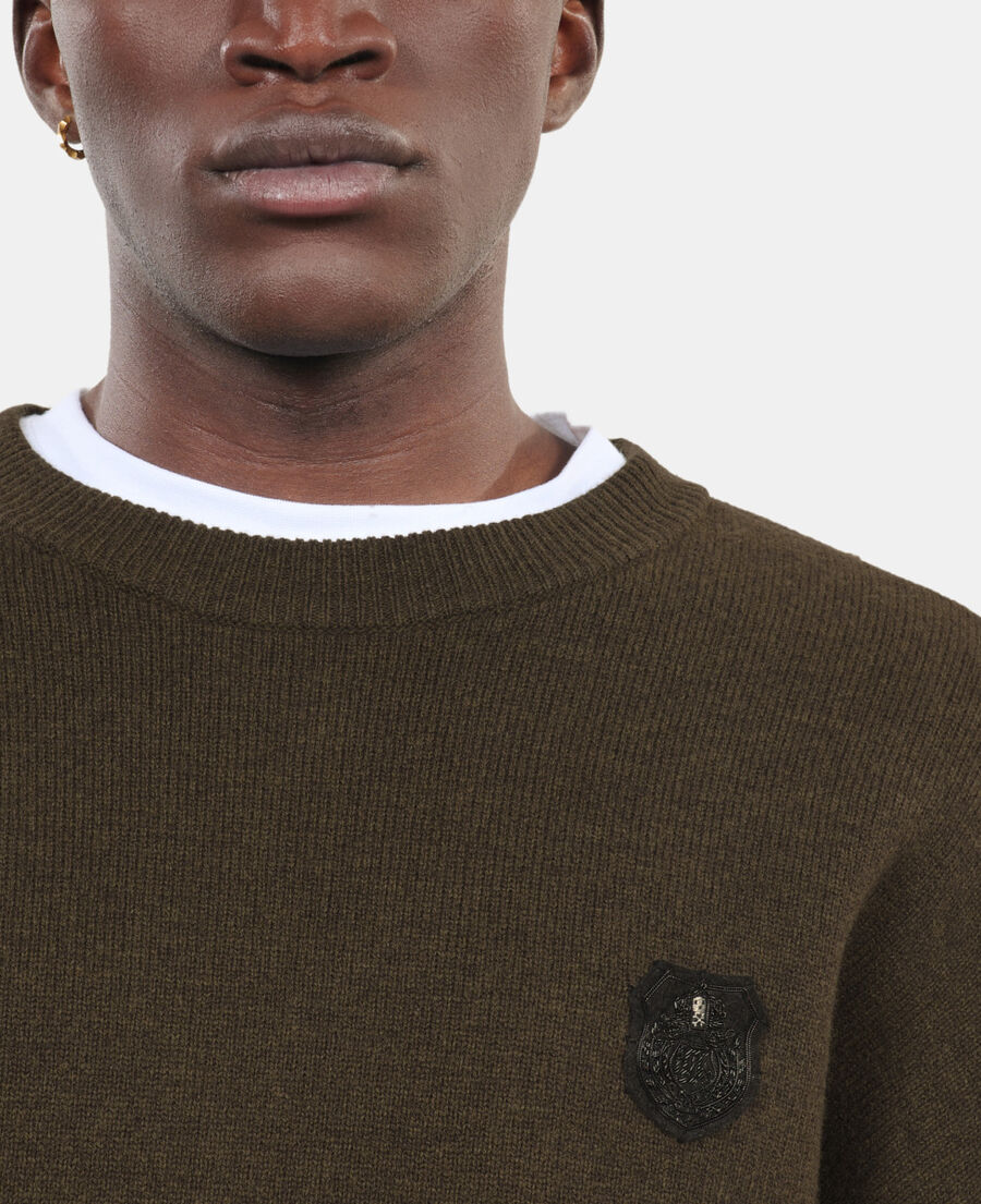 The Kooples MEN OLIVE NIGHT khaki wool sweater