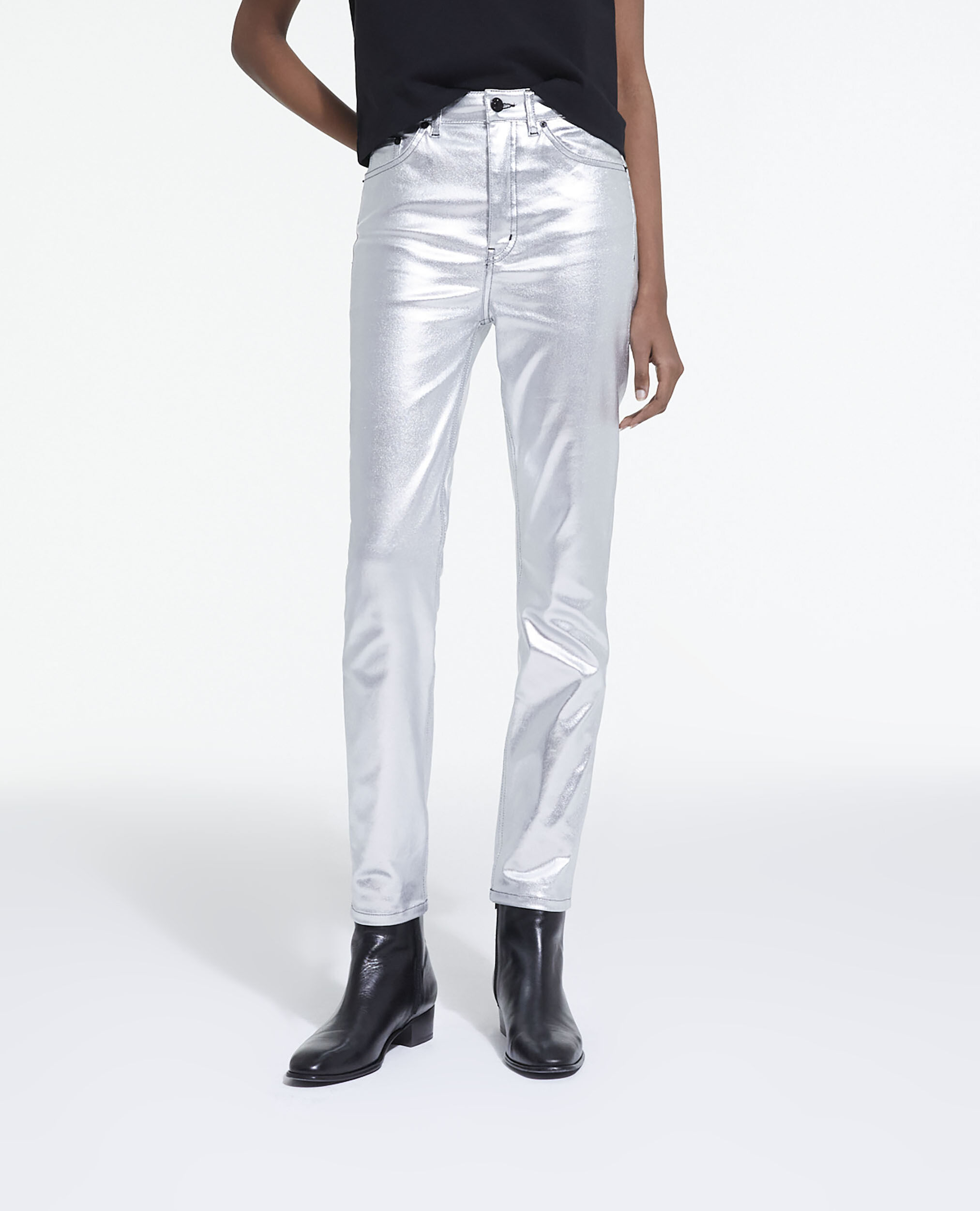 Silver slim jeans, SILVER, hi-res image number null