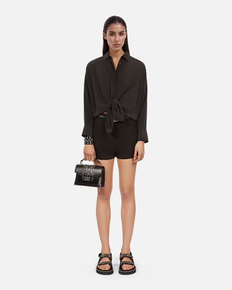 The Kooples MUJER BLACK camisa negra amplia seda desgastada