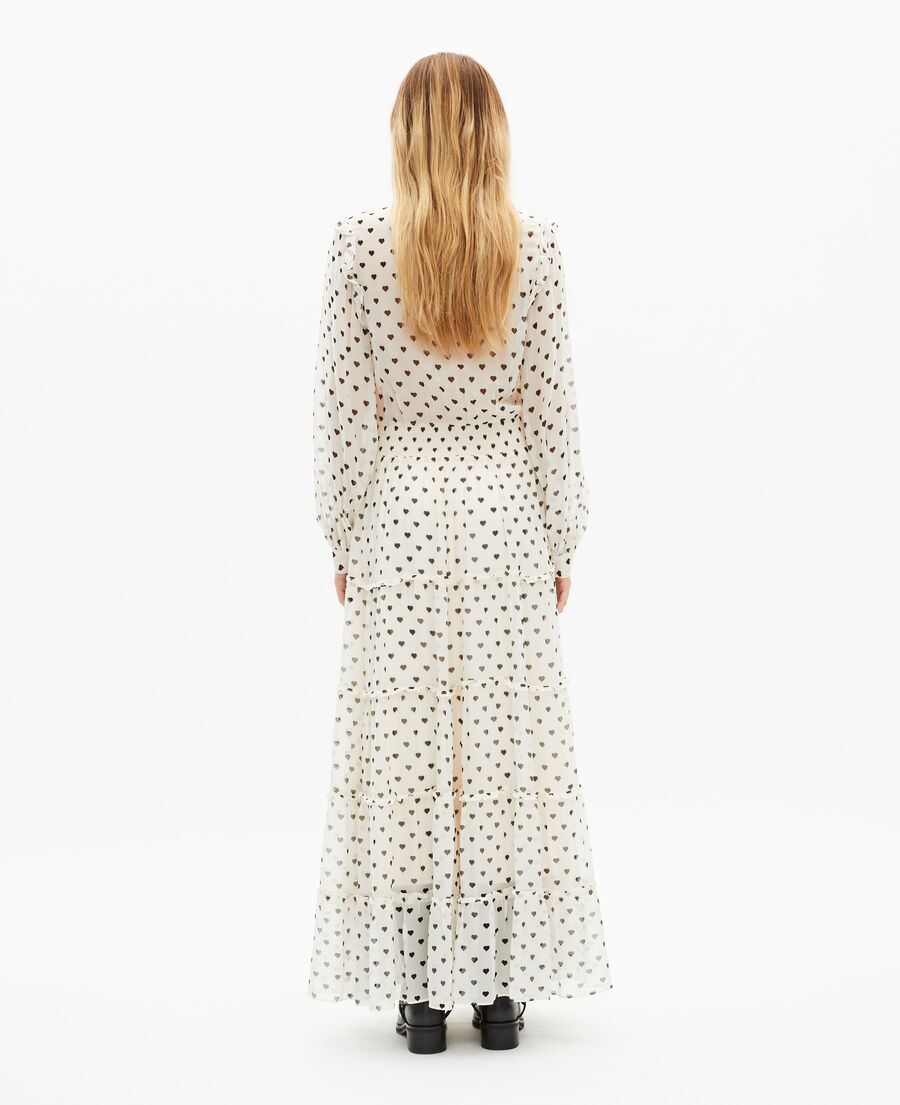 The Kooples DAMEN WHITE / BLACK langes kleid mit herzchen-print ecru