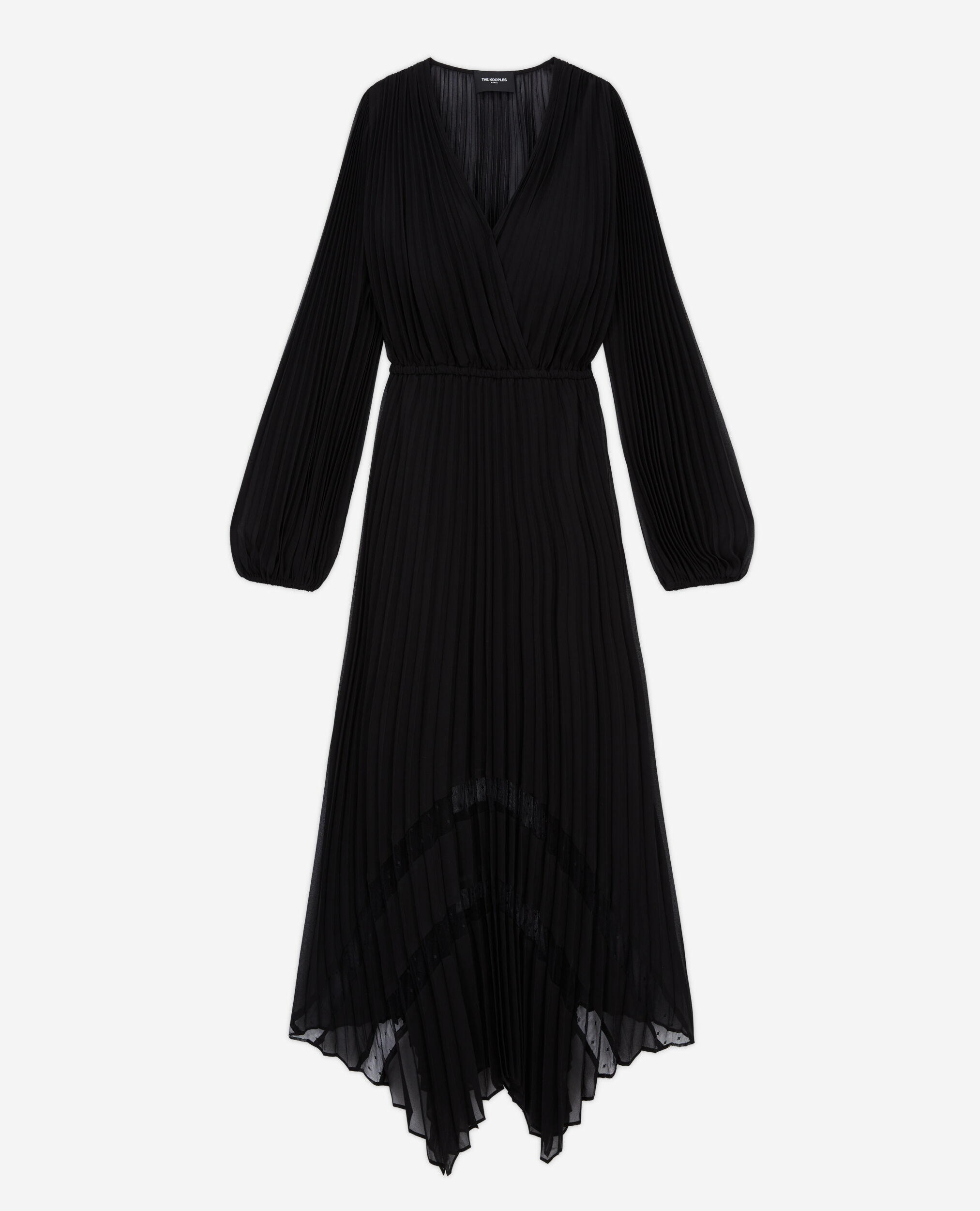 Robe longue plissée noire, BLACK, hi-res image number null