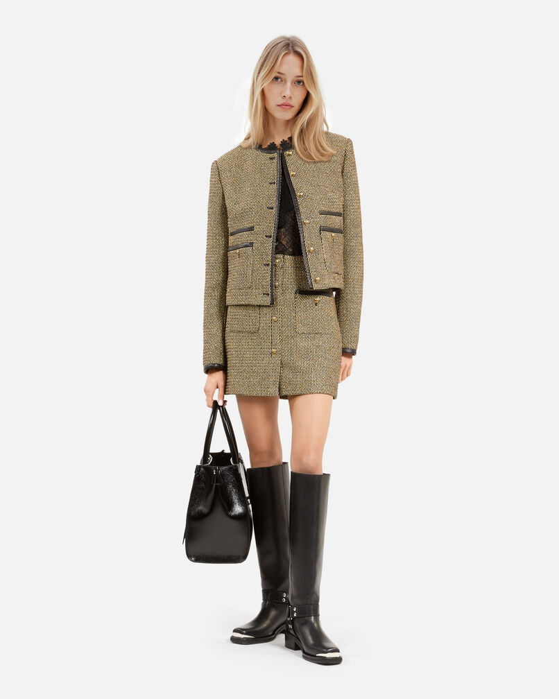 The Kooples FEMME BLACK / GOLD veste courte noire et dorée
