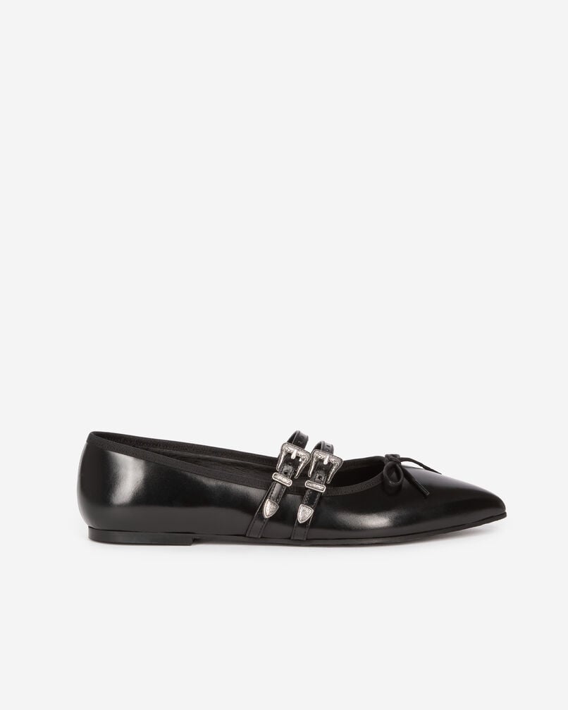 The Kooples FEMME BLACK ballerines plates en cuir noir