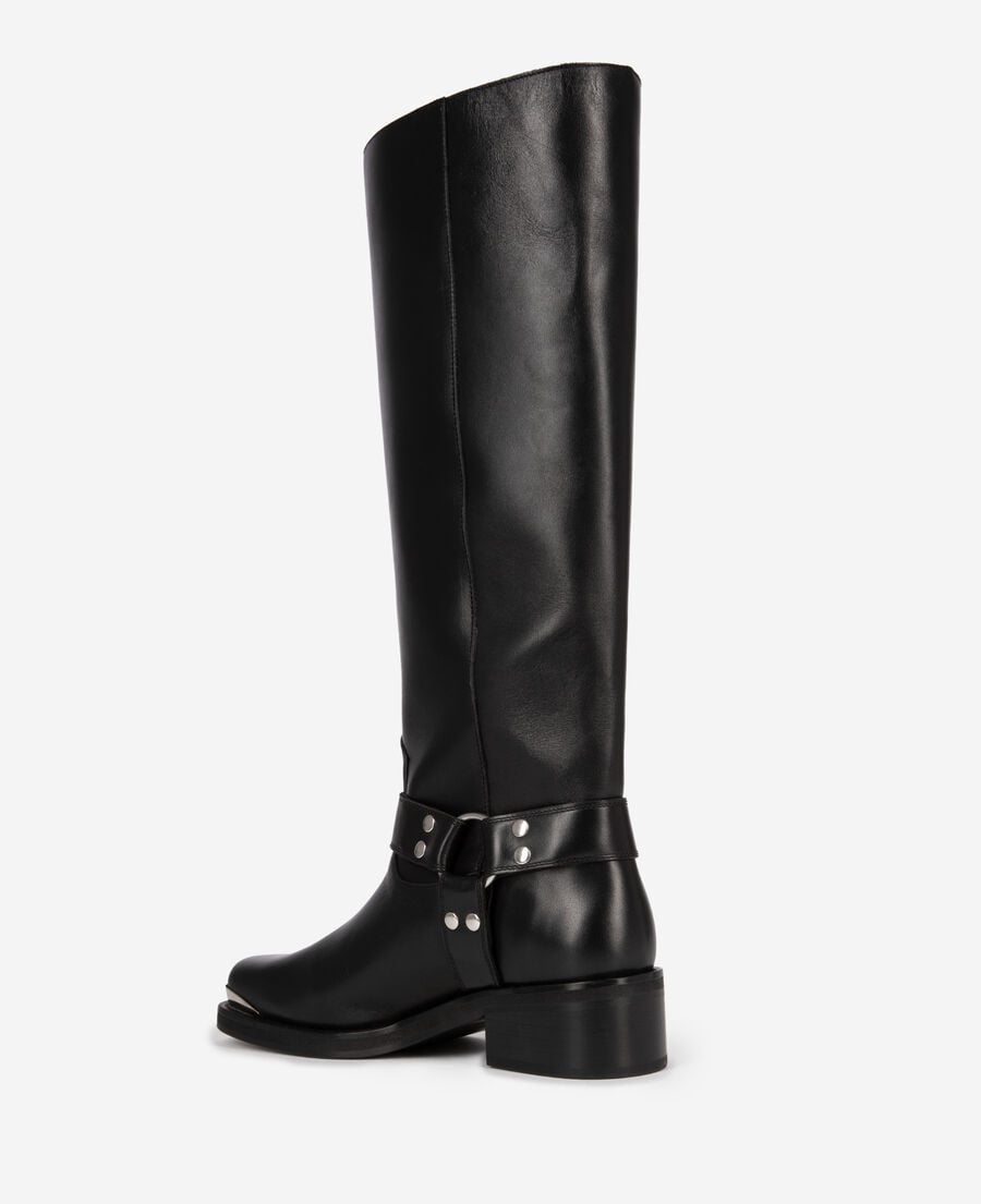 The Kooples WOMEN BLACK black leather strap boots
