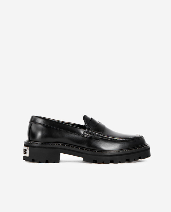 mocassins en cuir noir