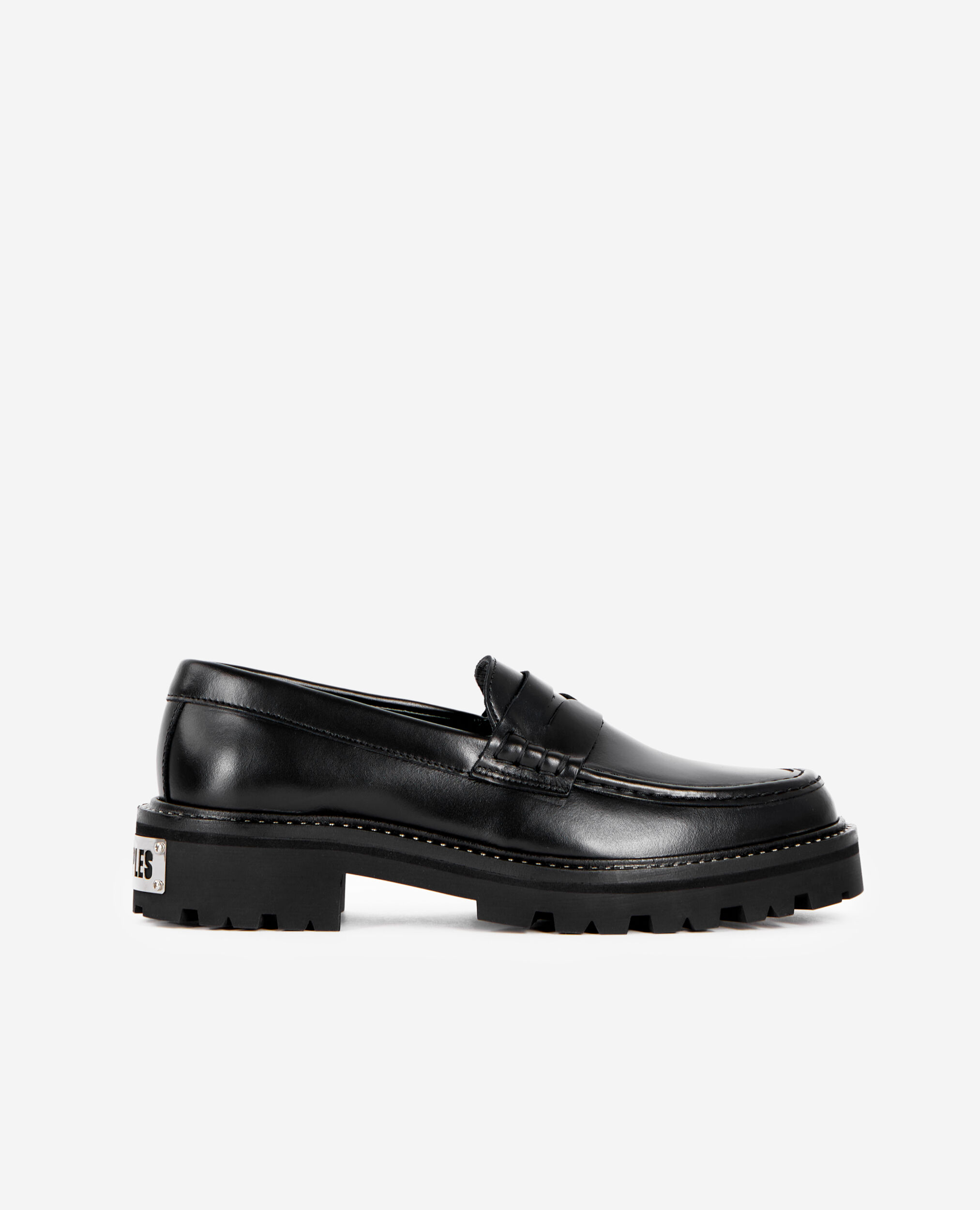 Black leather loafers, BLACK, hi-res image number null