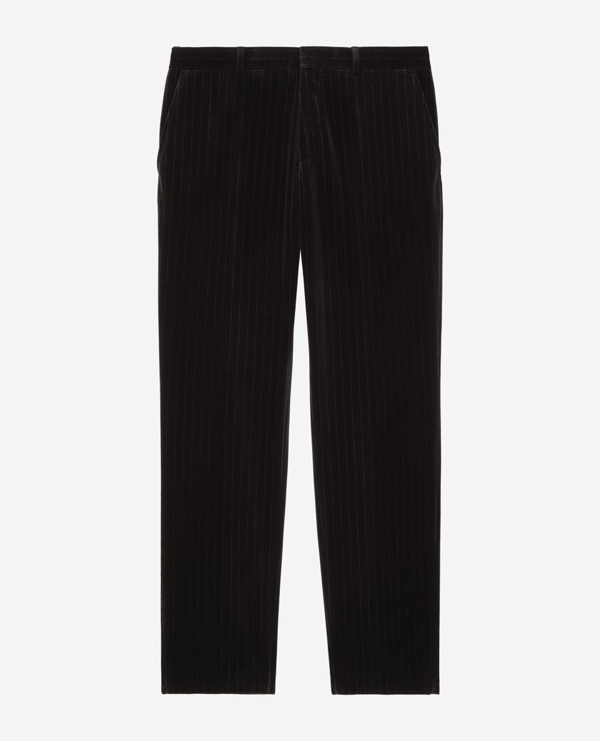 The Kooples HOMME BLACK pantalon de costume droit en velours noir