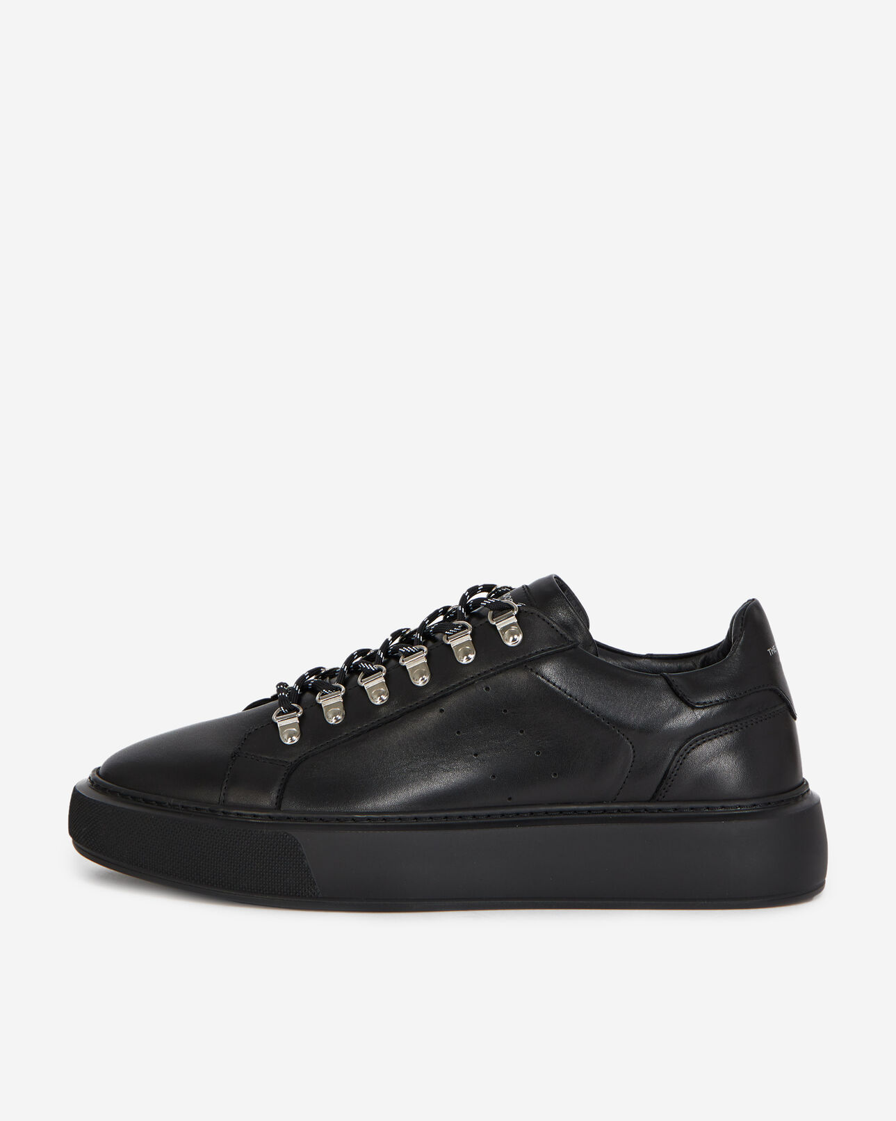 The Kooples HOMME BLACK baskets compensées noires cuir à œillets
