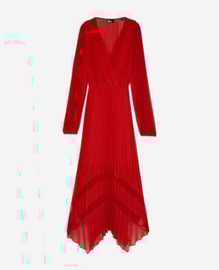 The Kooples FEMME RED robe longue plissée rouge