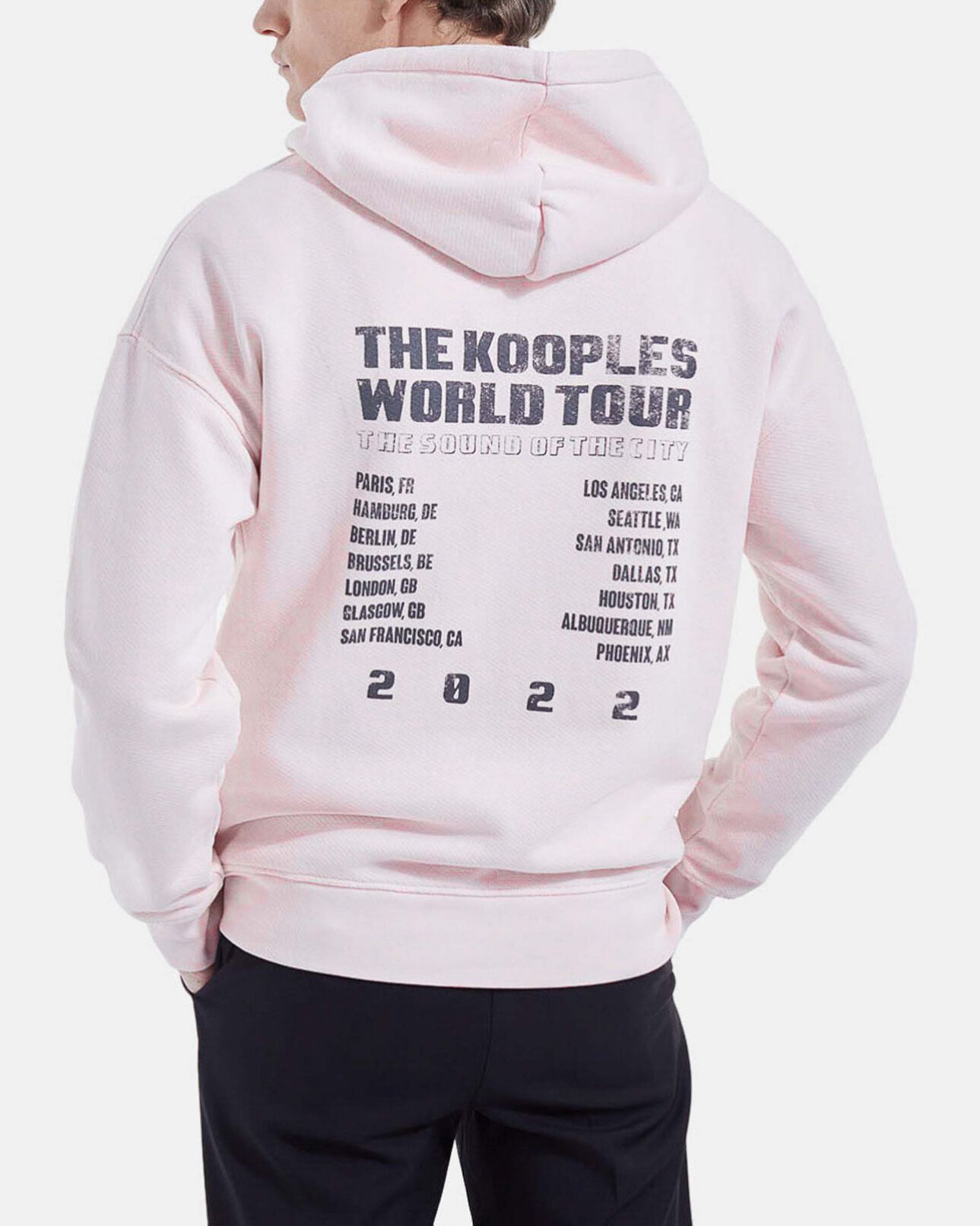 The Kooples MEN PINK pink cotton hoodie with white inscription
