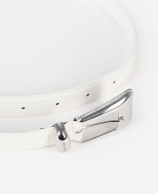 The Kooples F BEIGE ECRU silver western buckle belt in ecru leather