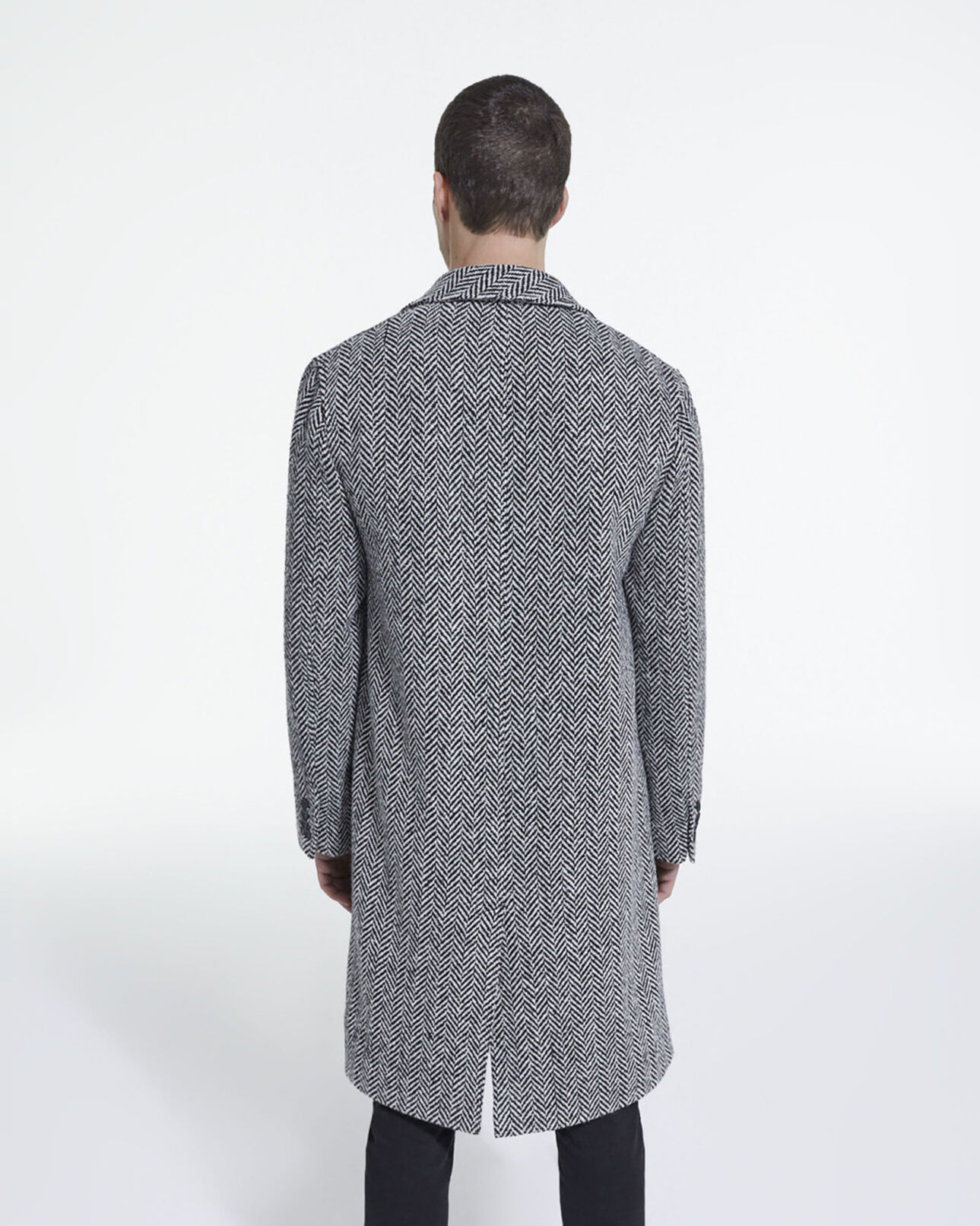 The Kooples HOMME BLACK WHITE manteau en laine à motifs