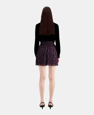 The Kooples WOMEN BLACK / PINK short printed skirt with smocking