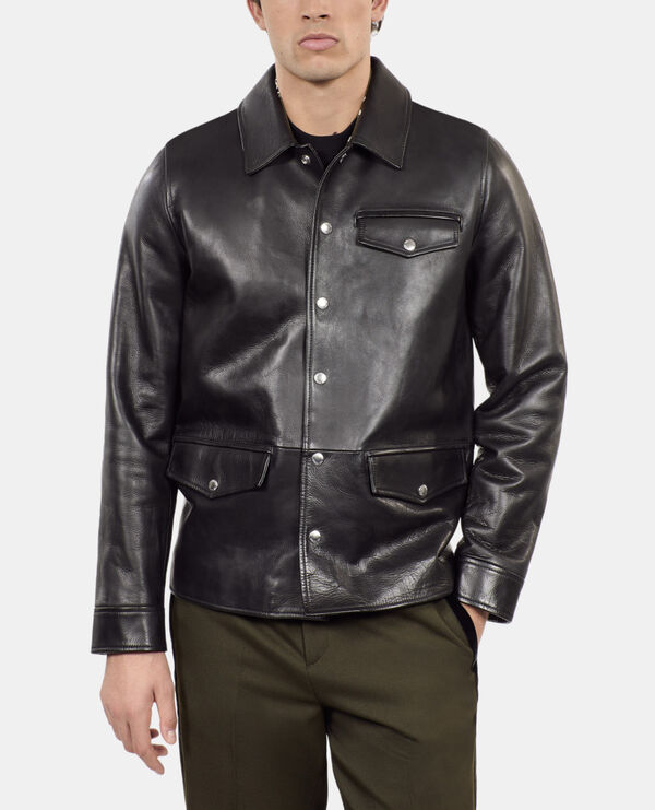 The Kooples HOMME BLACK veste en cuir noire