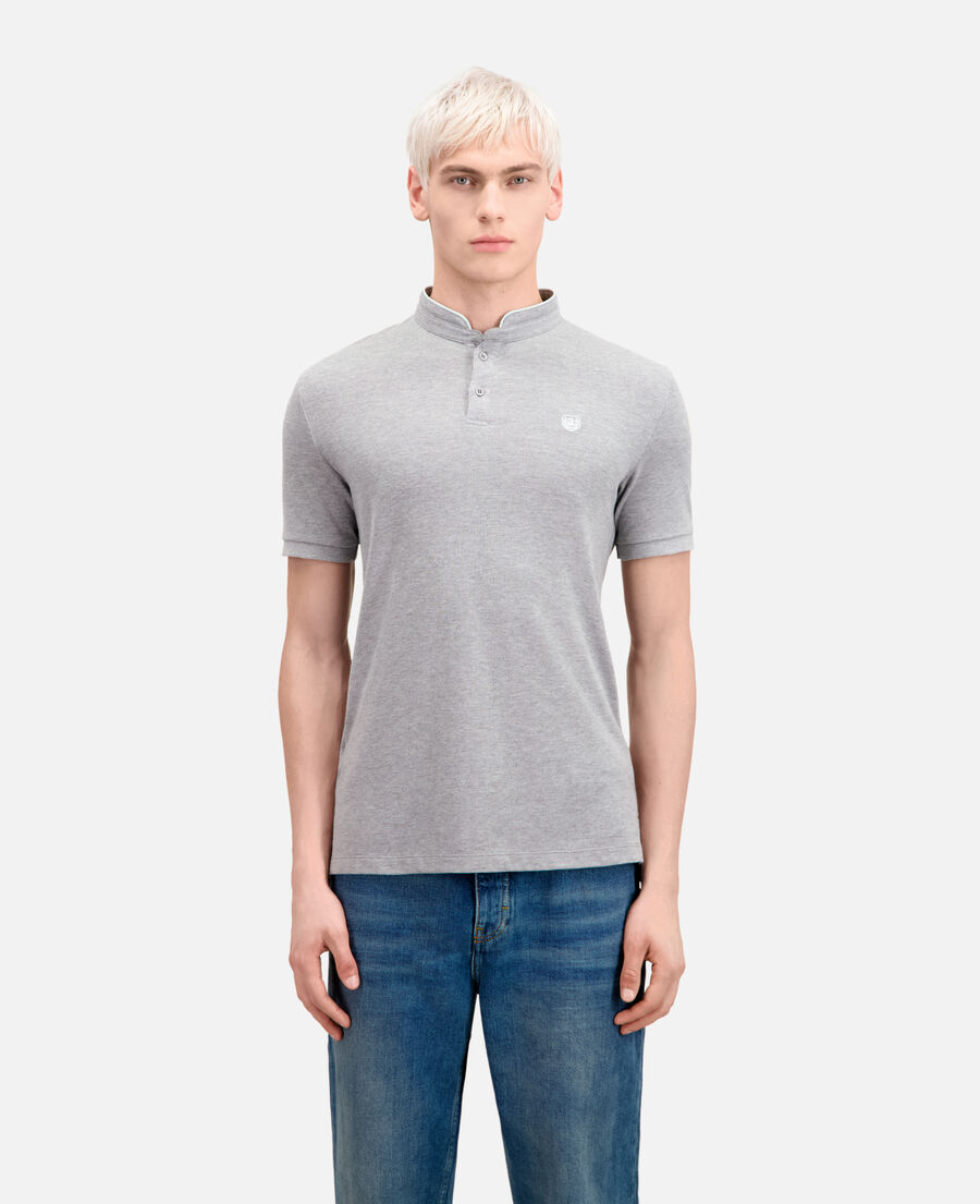 camisa polo gris claro algodón