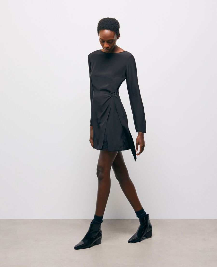 The Kooples DAMEN BLACK kurzes schwarzes seidenkleid