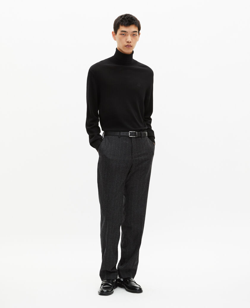 The Kooples MEN PEARL GREY dark grey pinstripe straight-leg suit pants