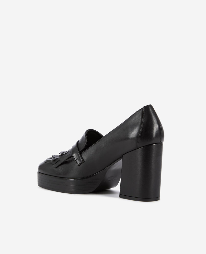 The Kooples WOMEN BLACK black leather heeled loafers