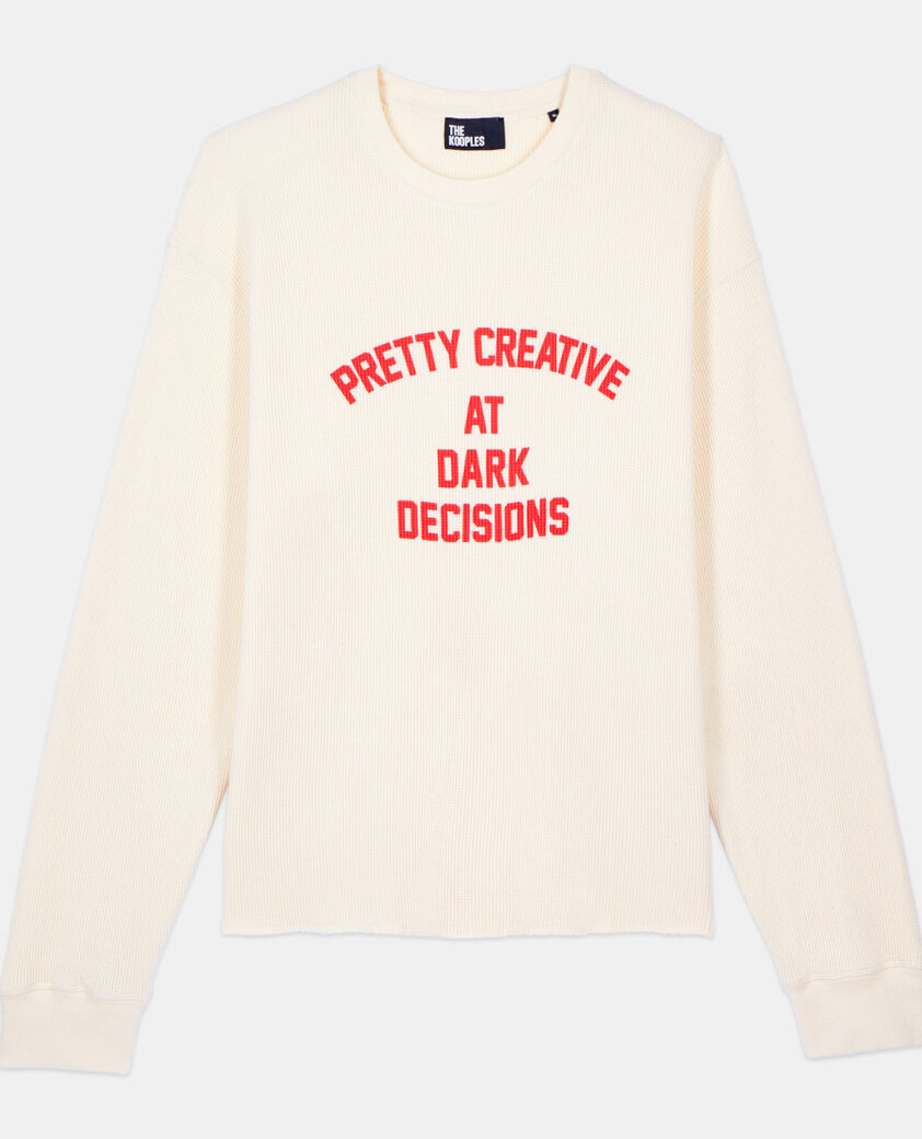 The Kooples MEN ECRU pretty creative serigraphy ecru sweatshirt