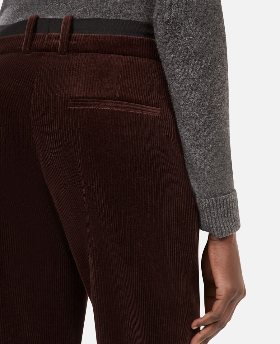 The Kooples WOMEN BROWN brown corduroy straight-leg tailored pants