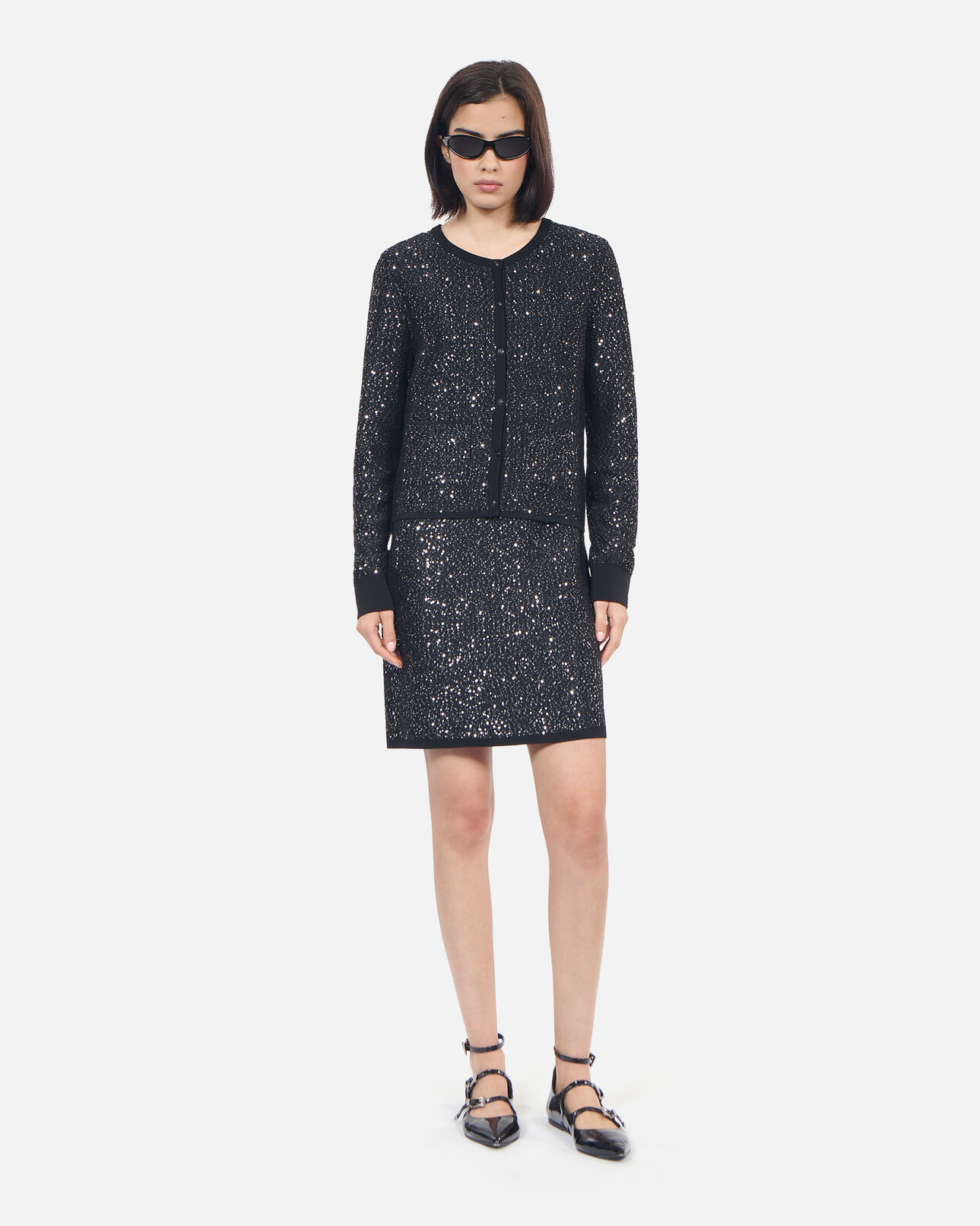 The Kooples WOMEN BLACK black sequined knit cardigan