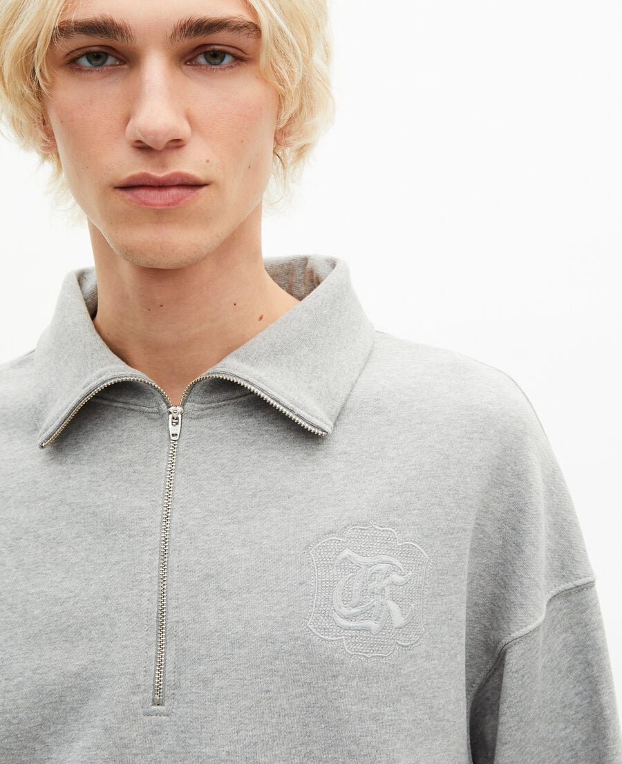 The Kooples HOMME GREY MELANGE sweatshirt col camionneur gris