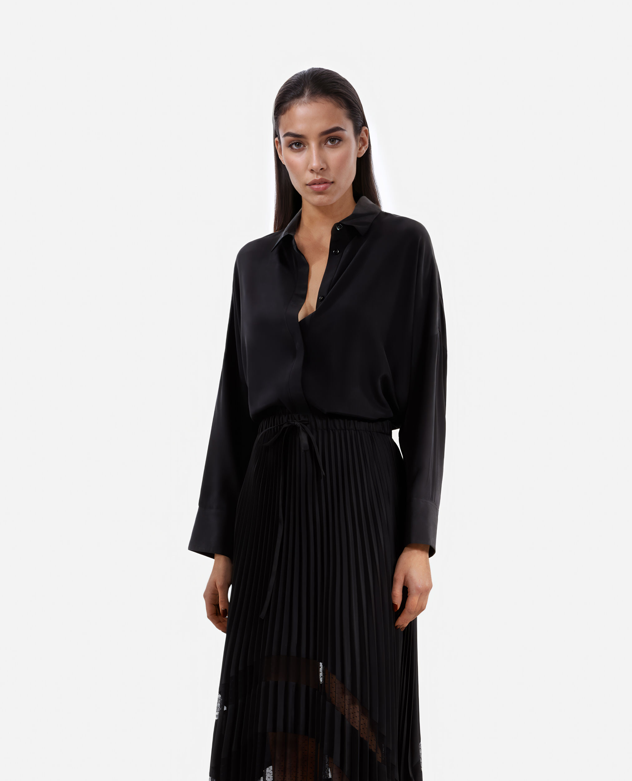 Jupe longue plissee noire The Kooples France