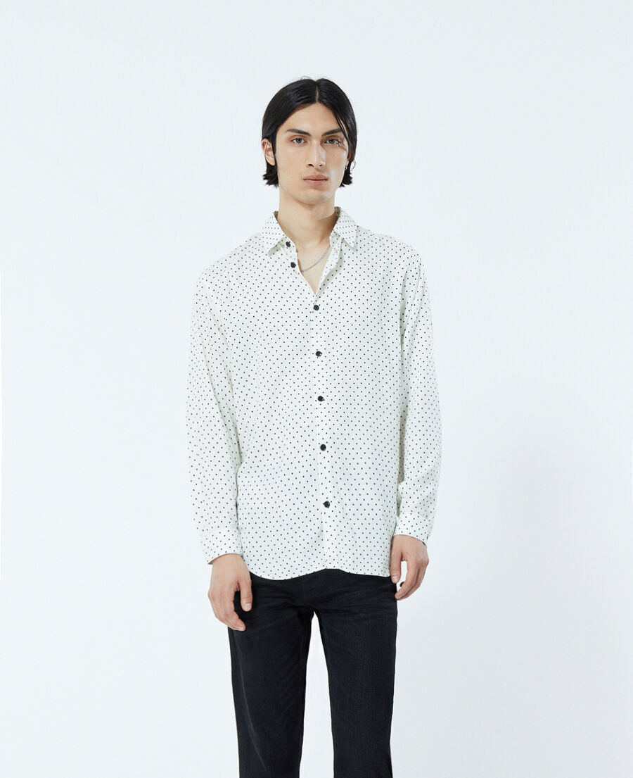 camisa slim blanco crudo lunares negros