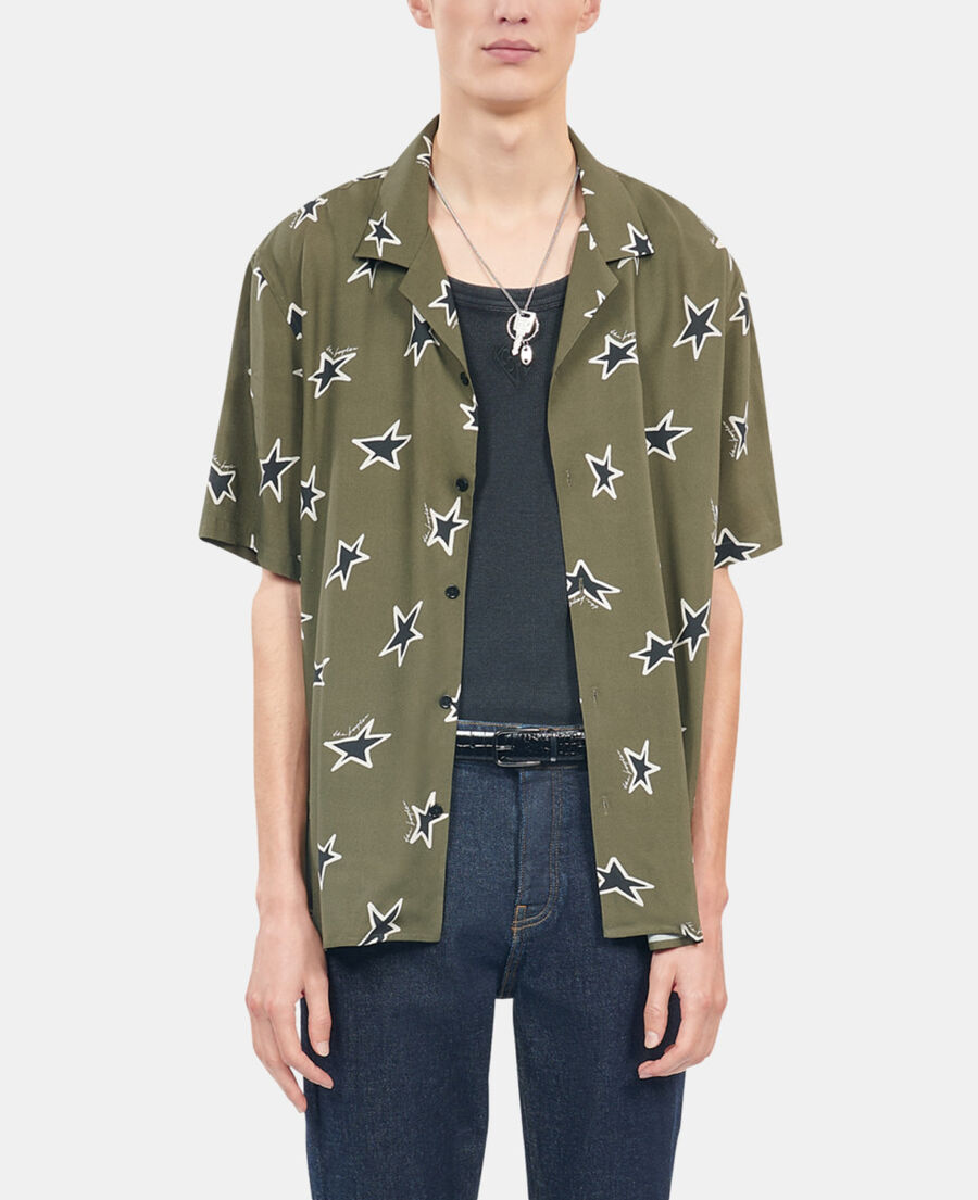 The Kooples H KAKI BLACK short-sleeved star printed shirt