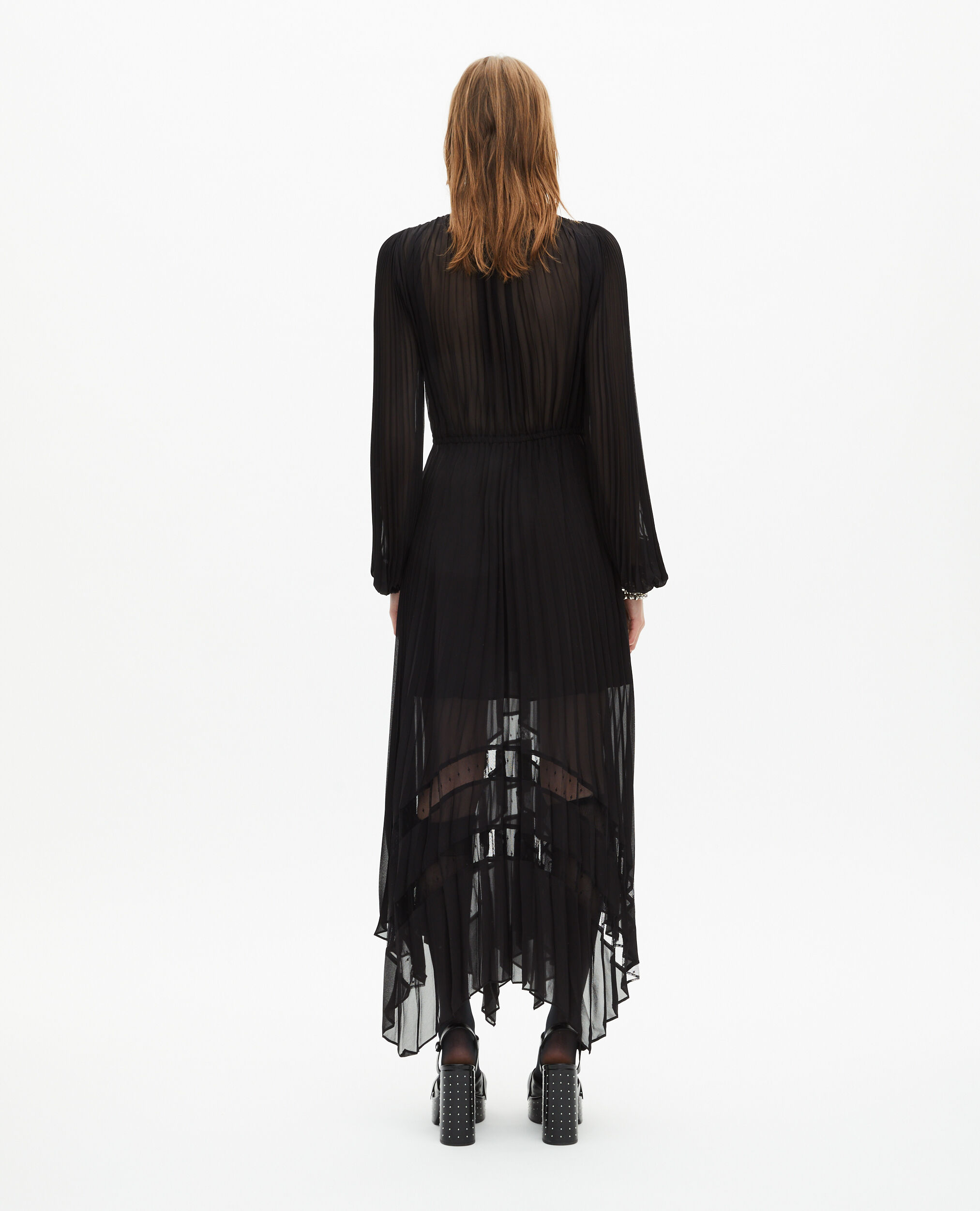 Women's Long black pleated dress | The Kooples