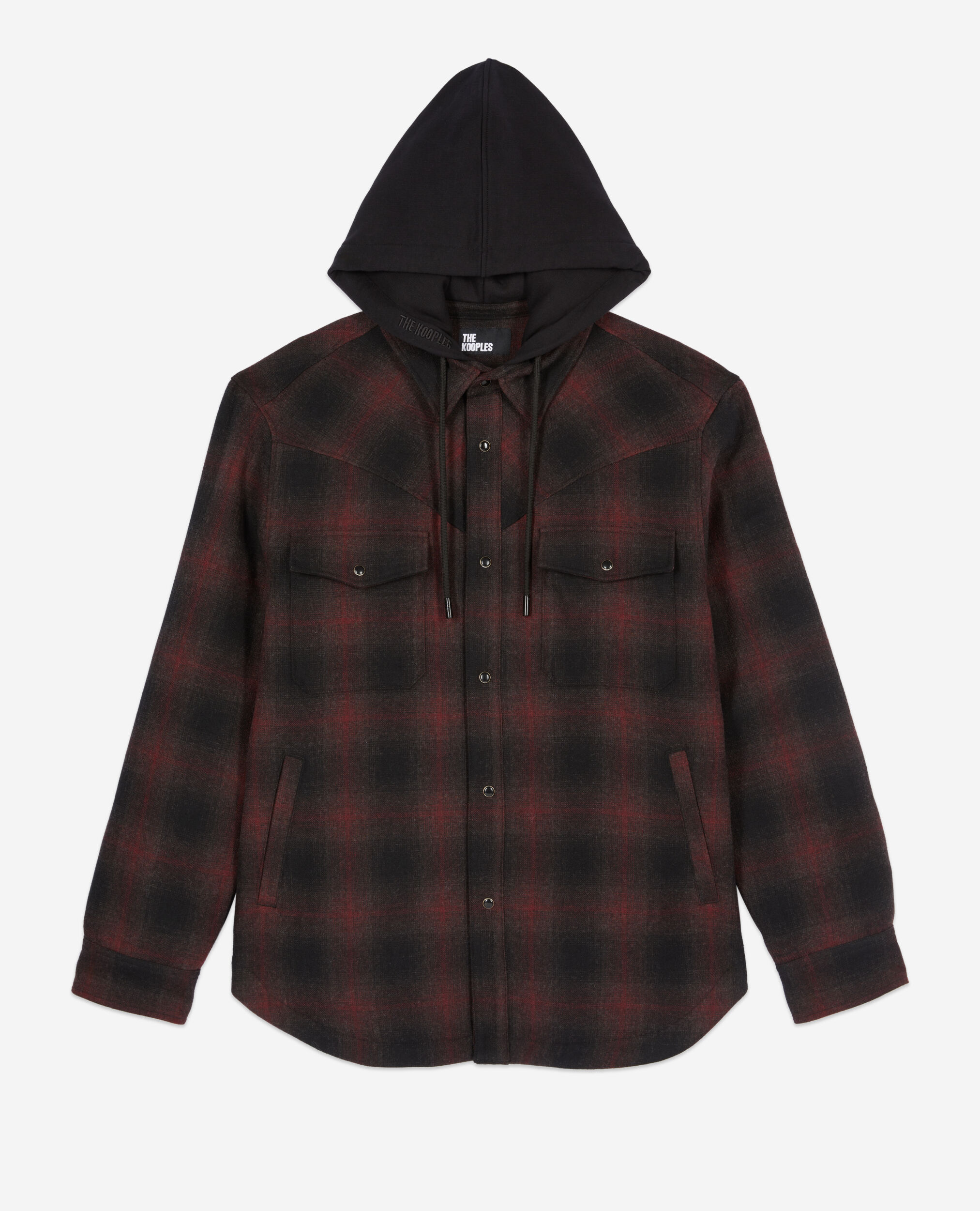 Blaue Hemdjacke aus Tweed mit Karomuster, BLACK-BORDEAUX, hi-res image number null