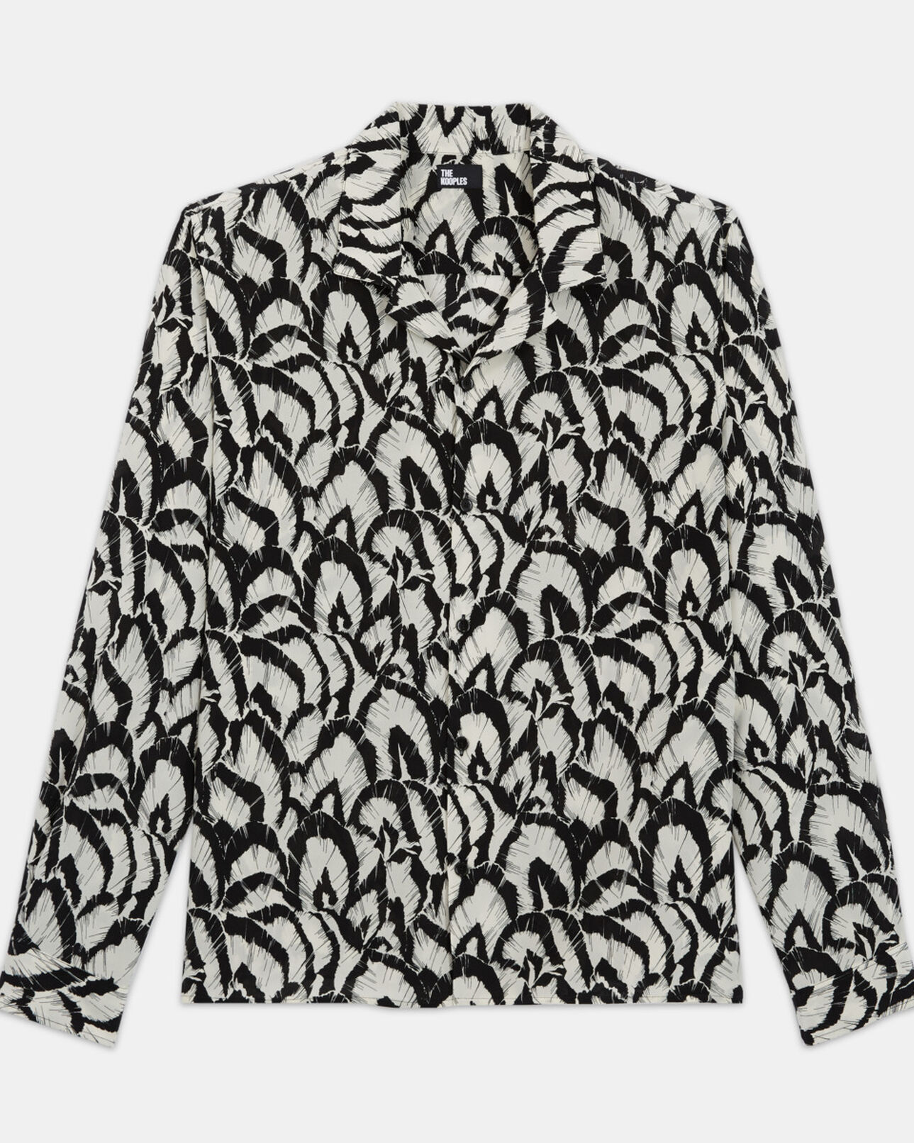 The Kooples HOMME OFF WHITE / BLACK chemise col hawaïen en soie imprimée