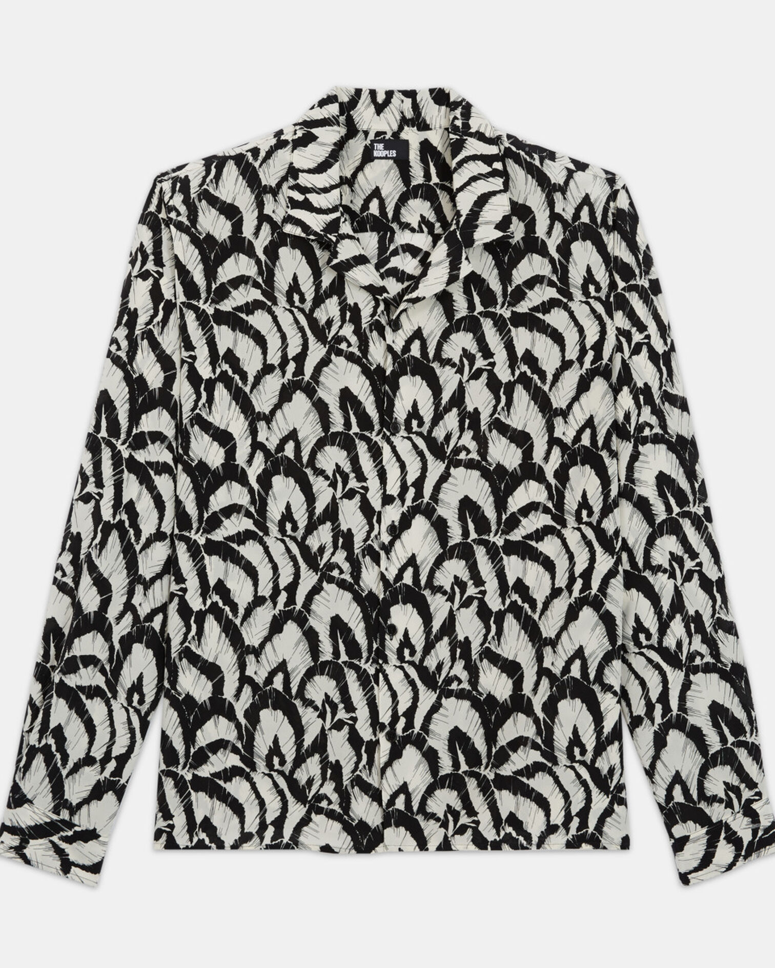 Chemise col hawaïen en soie imprimée, OFF WHITE / BLACK, hi-res image number null