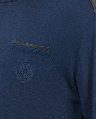 The Kooples HOMME DARK BLUE pull en laine mérinos bleue