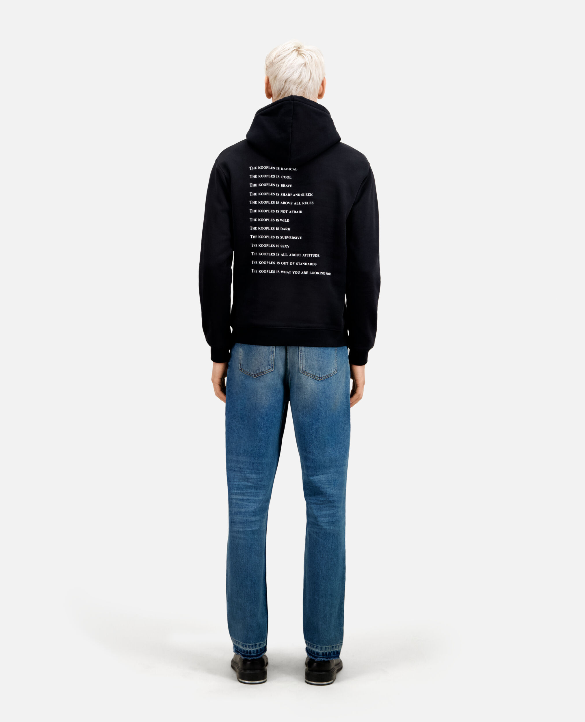 Black sweatshirt with What is screen print, BLACK, hi-res image number null
