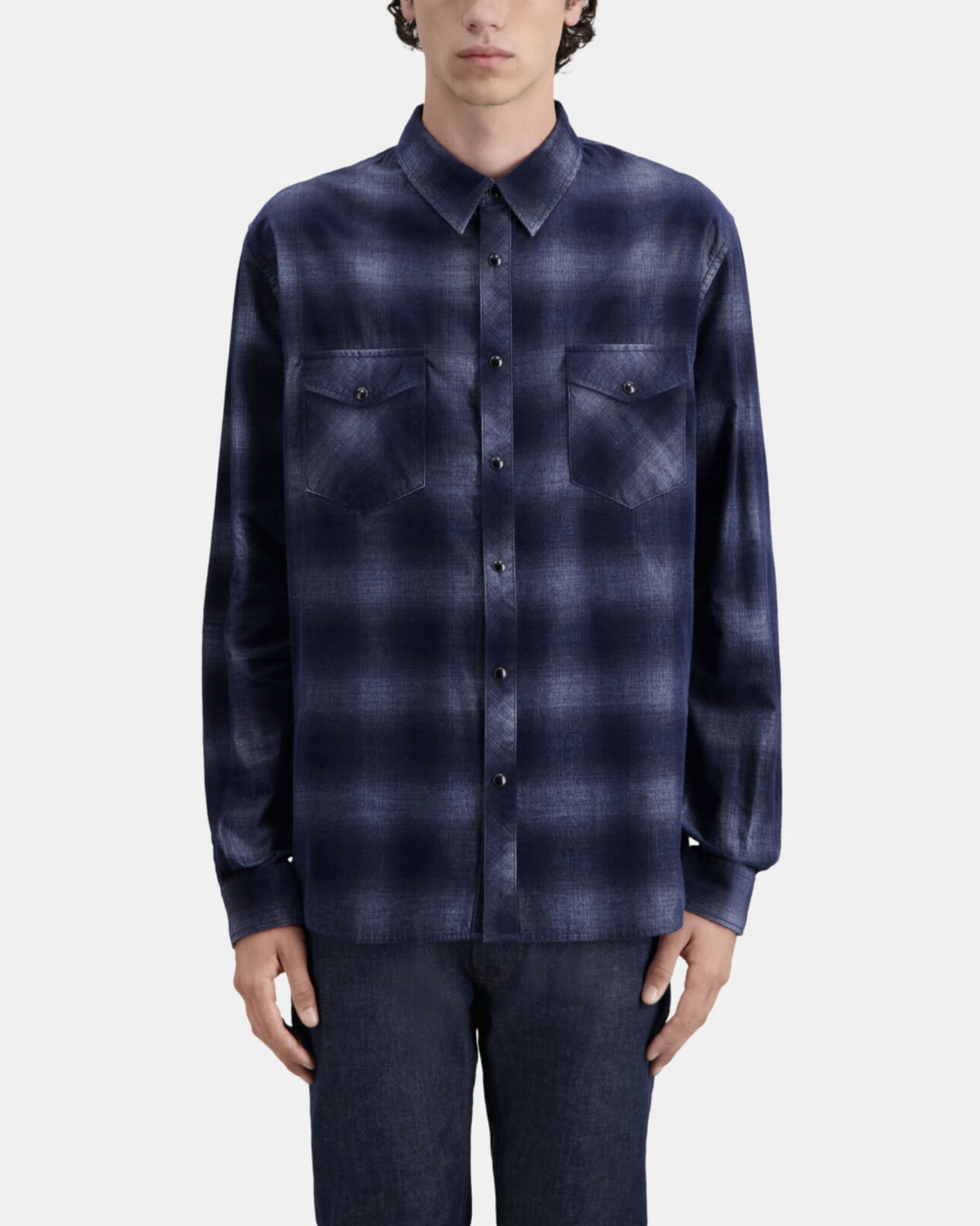 The Kooples HOMME NAVY chemise à carreaux bleus
