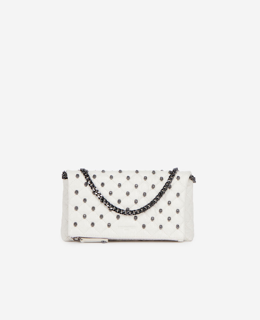 The Kooples F OFF WHITE heritage small white leather pouch with skulls