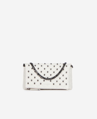 The Kooples F OFF WHITE heritage small white leather pouch with skulls