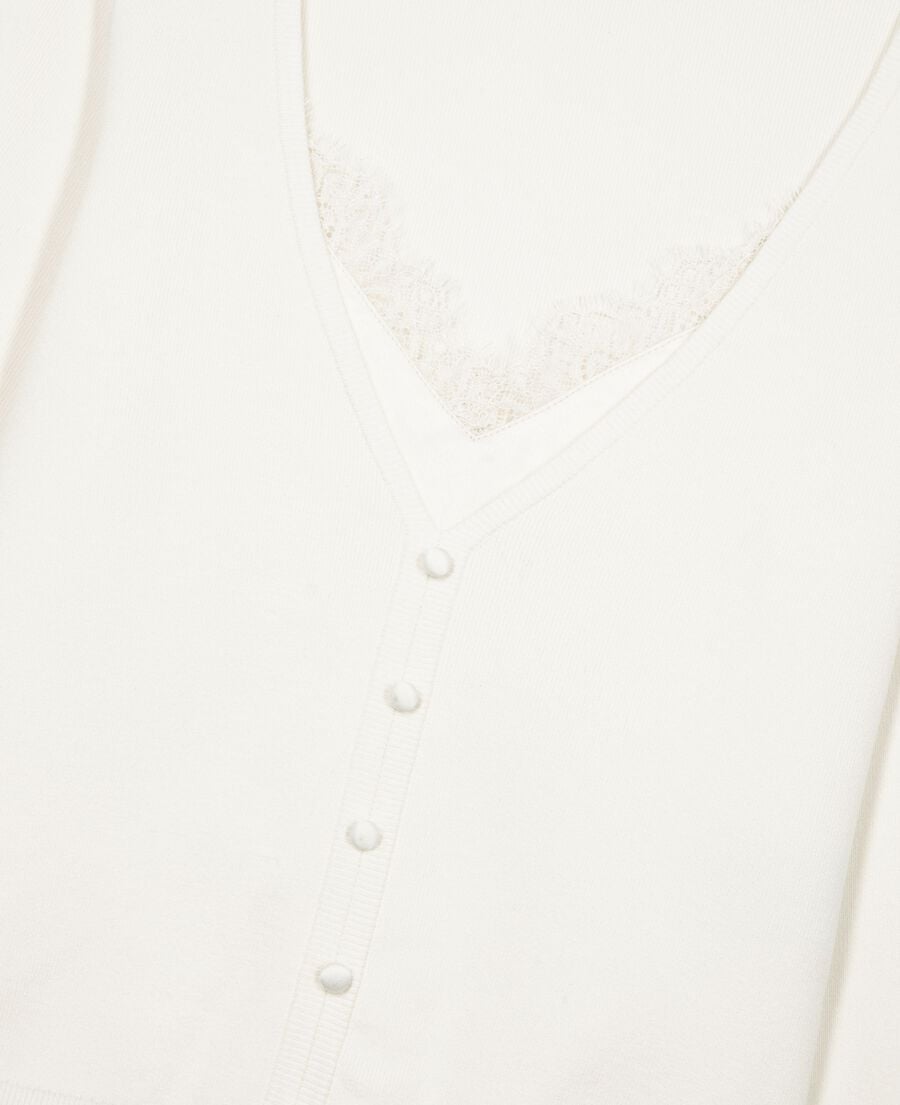 The Kooples FEMME LIGHT BEIGE pull effet trompe l'œil avec dentelle ecru