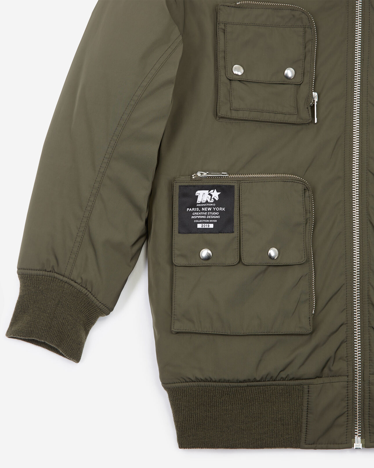 The Kooples FEMME KAKI blouson nylon kaki multi-poches capuche