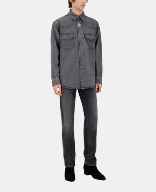 The Kooples MEN DARK GREY grey denim shirt