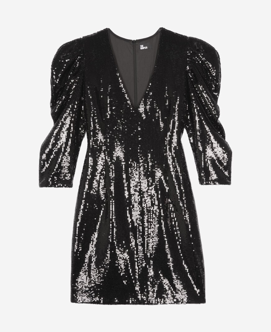 The Kooples FEMME BLACK STONE robe courte à sequins noire