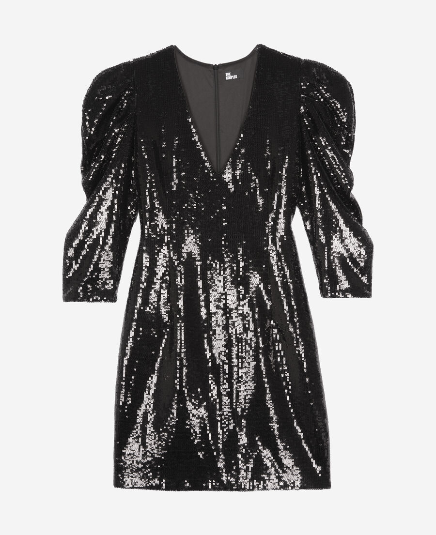 The Kooples DAMEN BLACK STONE kurzes kleid mit pailletten schwarz