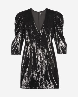 The Kooples FEMME BLACK STONE robe courte à sequins noire