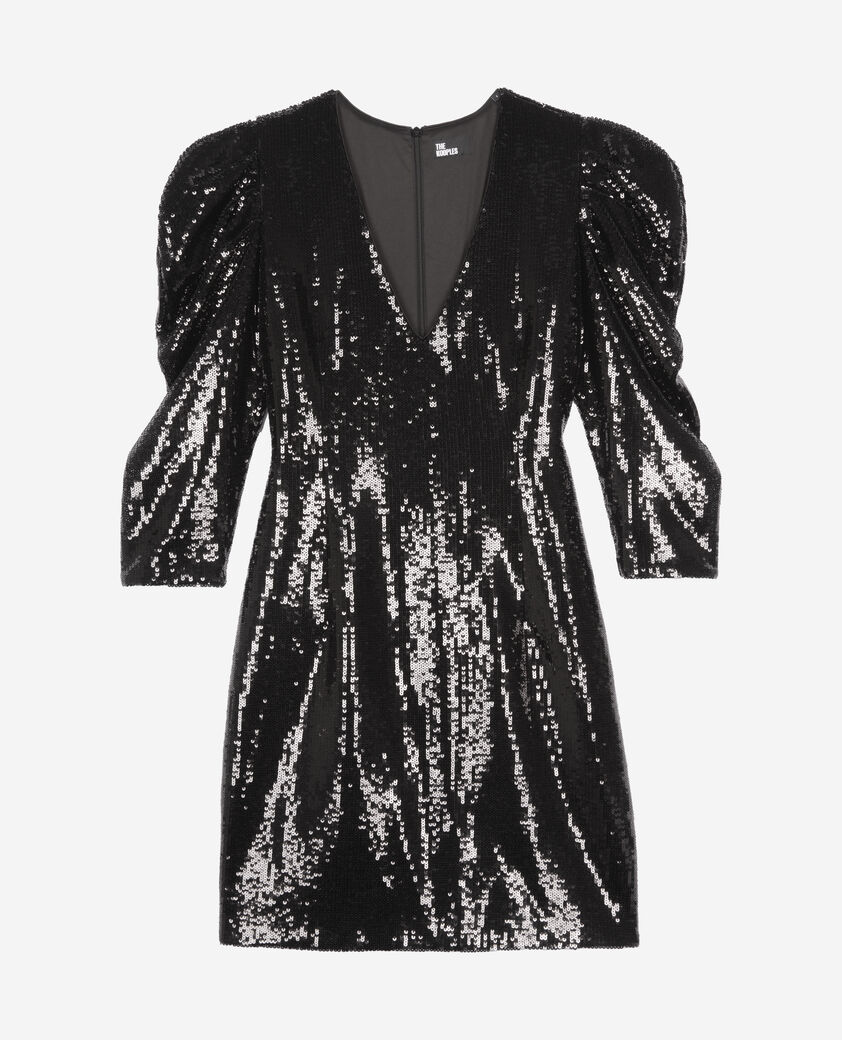 The Kooples WOMEN BLACK STONE short black sequin dress