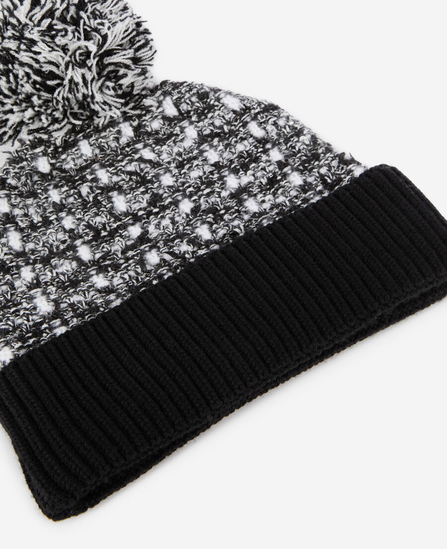 The Kooples F BLACK / WHITE black and white tweed sequined beanie