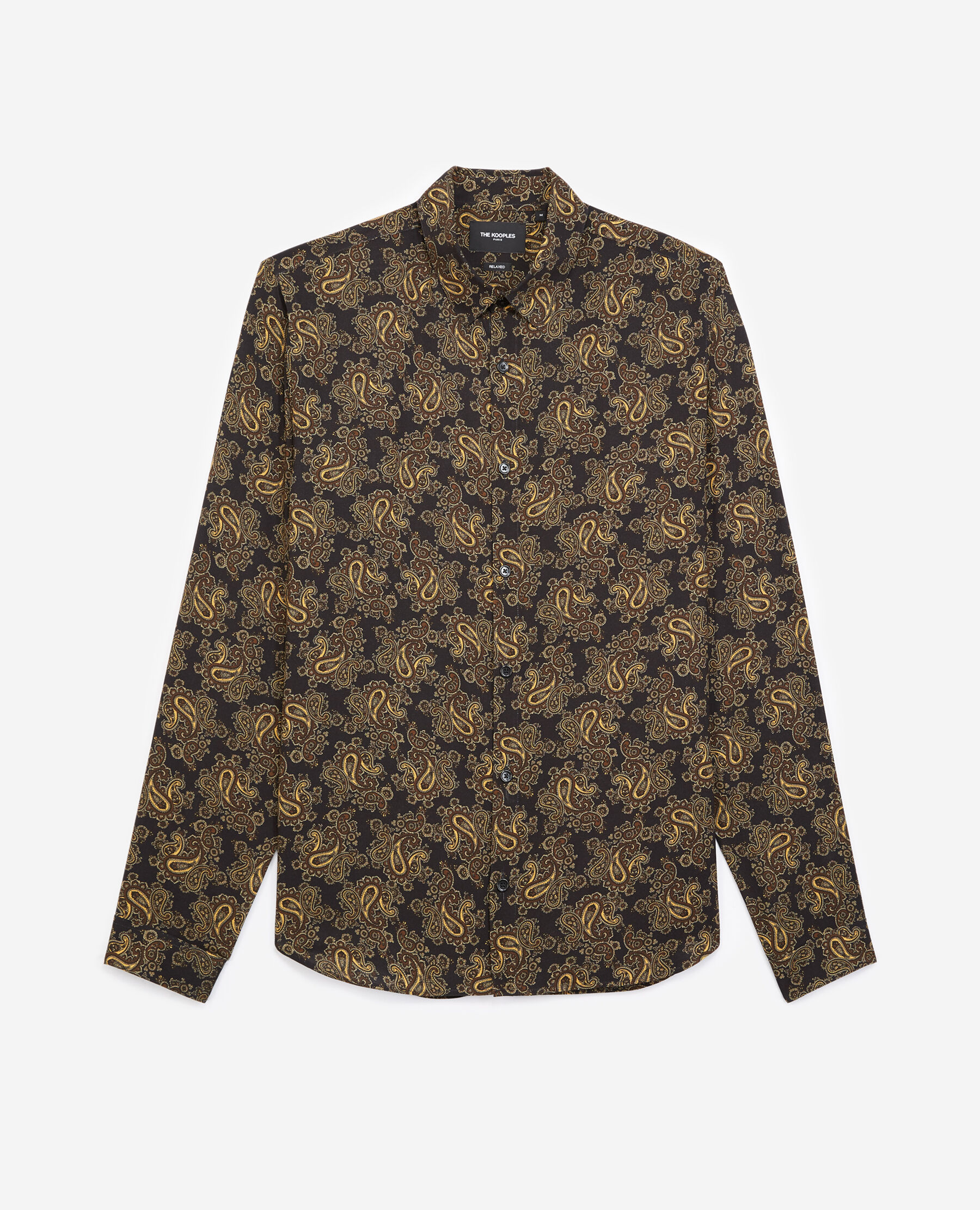 Black and gold printed shirt best sale