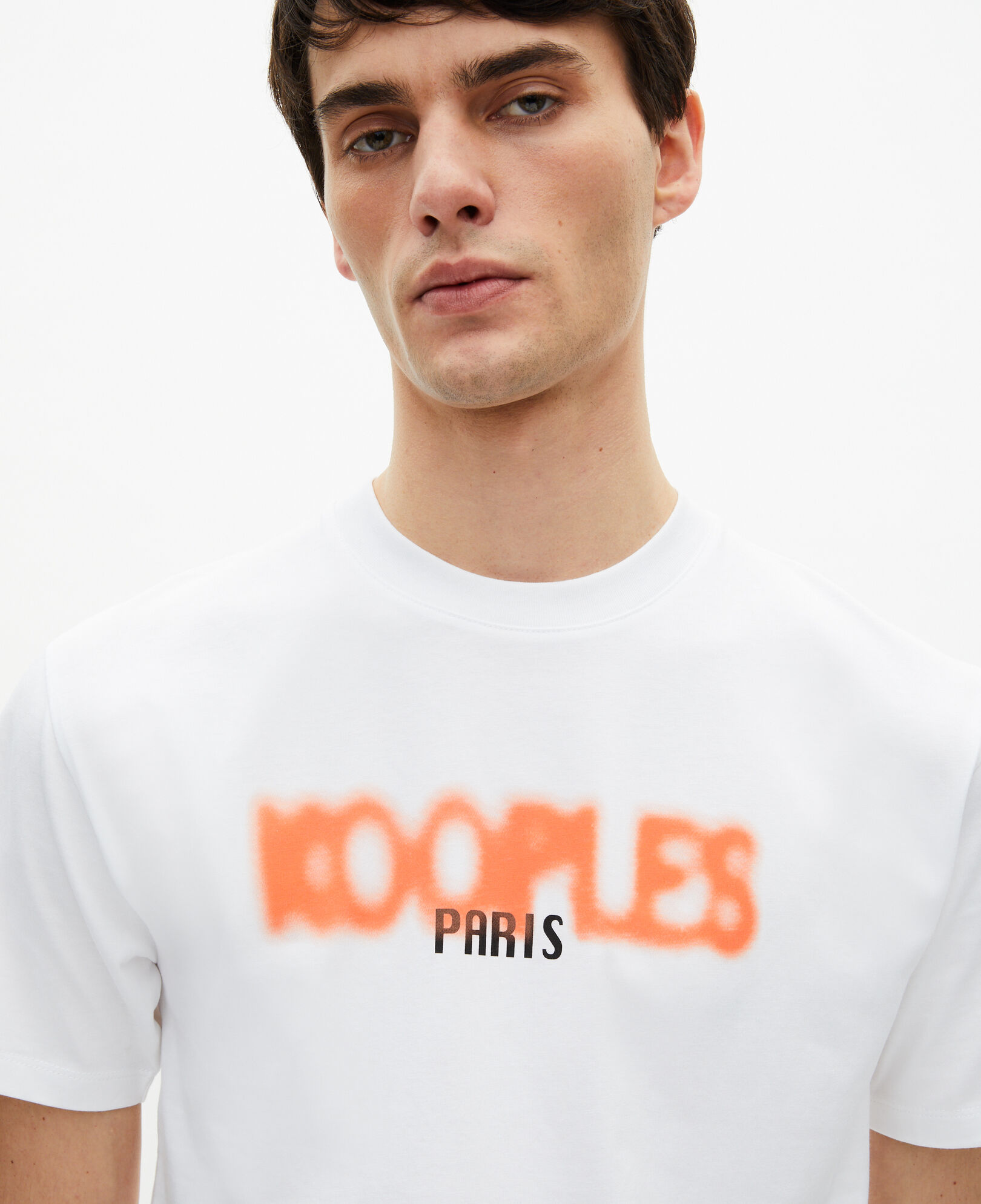 The Kooples MEN WHITE white logo screen printed t-shirt